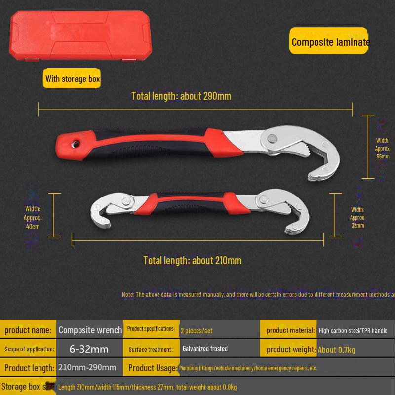 Universal Adjustable Wrench Set 6-32mm - Quick Lock Pipe Clamp Wrench
