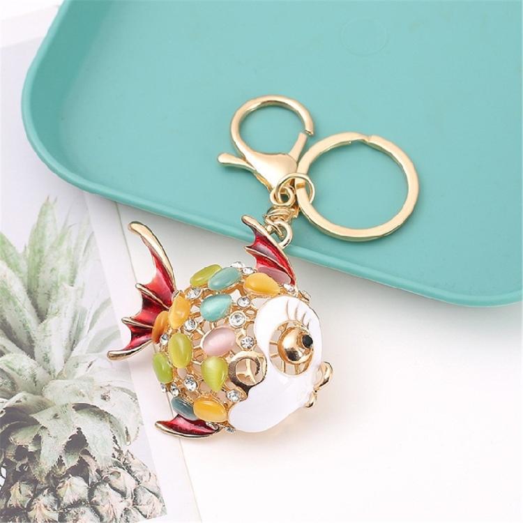 Premium Marine Inspired Keyring Zinc Metal Crafted 3 Aquatic Animal Shapes 5 Glittering Crystal Color Variants