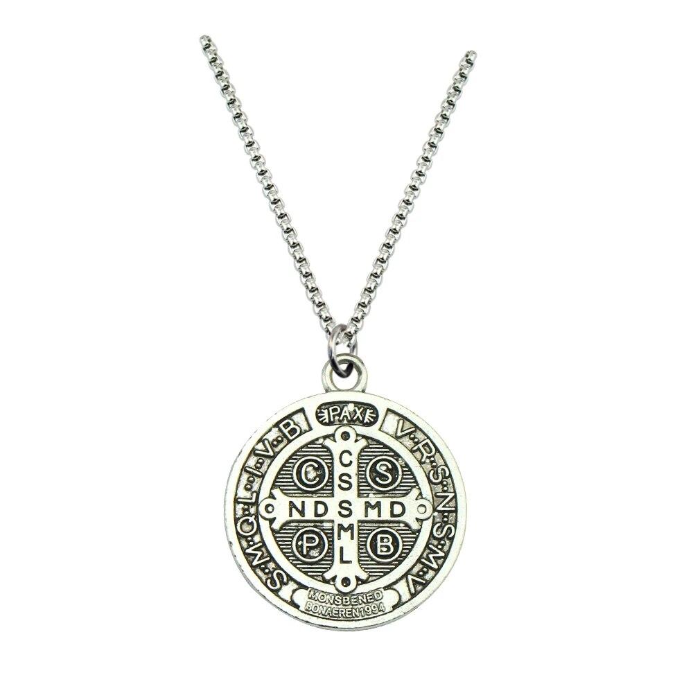 Collana con ciondolo a medaglione di San Benedetto cattolico, lega, collane girocollo San Benito Collares, regalo creativo all'ingrosso