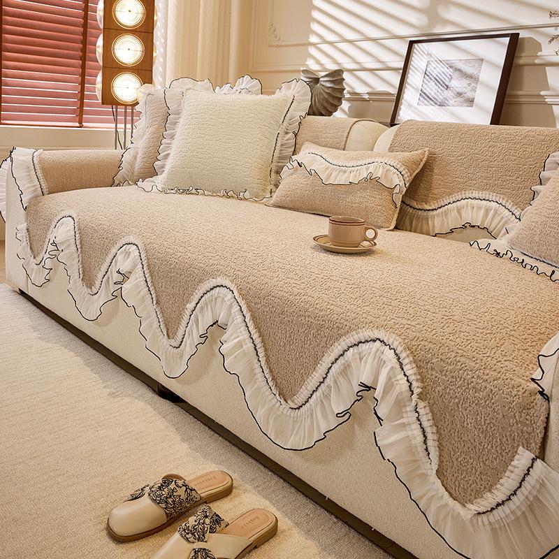 

Французский винтажный большой кружевной чехол на подушку для дивана, новый сезонный универсальный чехол на сиденье, нескользящий чехол на подушку 90*160cm