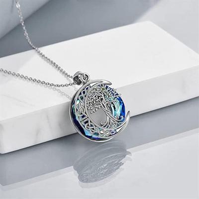 Collar con colgante de árbol de la vida con cristales de imitación, cadena ajustable hueca que simboliza la buena suerte, la salud, el crecimiento, regalo de cumpleaños y aniversario, collar de clavícula