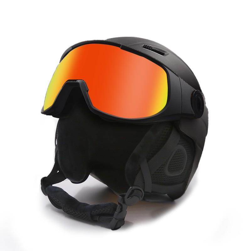 Integrated Ski Helmet With Removable Goggles TPU Outdoor Winter Sports Protection Headgear Adults