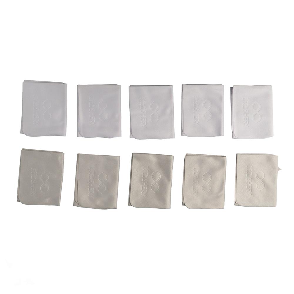 

10Pcs Letter Glasses Cleaner Cloth Solid Color Soft Lens Cleaner Cloth Microfiber Lens Phone Screen Sunglasses Cleaning Wipes beige-grey