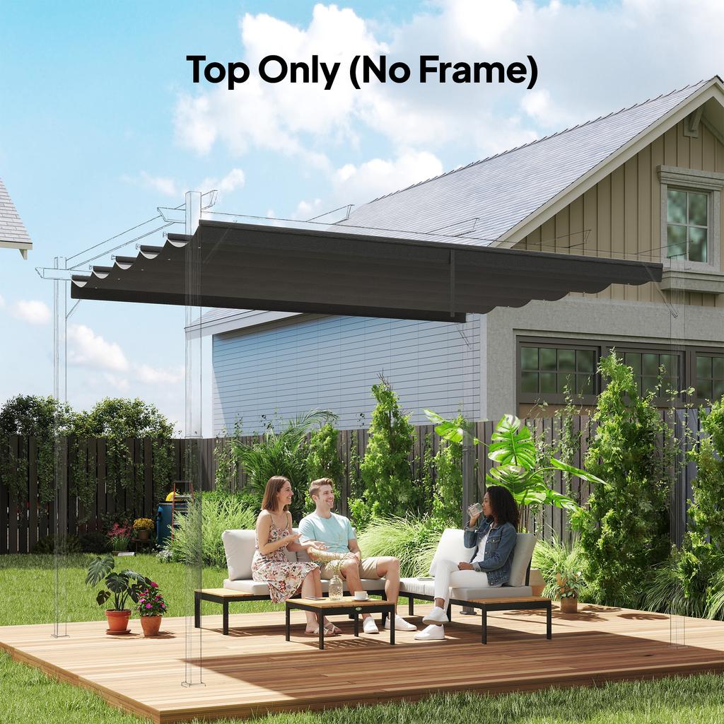 Retractable Pergola Cover, 3.5 X 2.6 M Replacement Canopy Fabric for 4 X 3 M Frame, Roof Top Only, Dark Grey