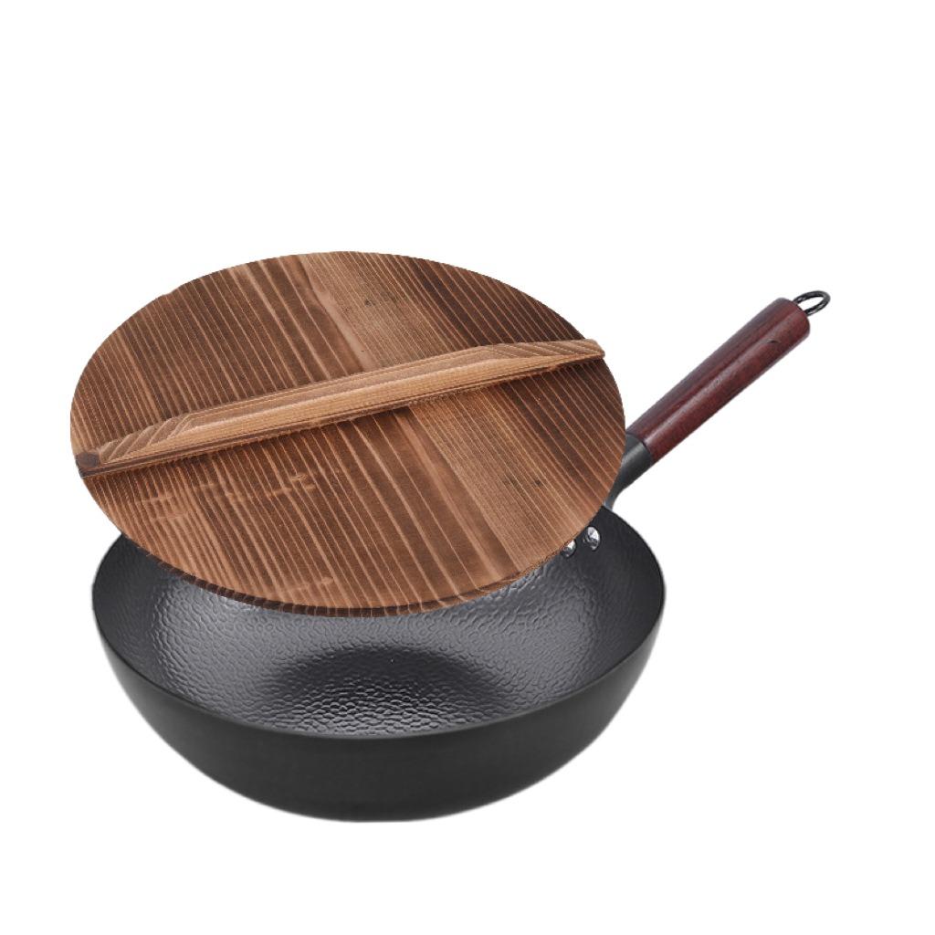 Thickened Chinese Wok Hand-forged Iron Wok Durable Cast Iron Pan  for Gas Induction Cooker