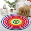 Colorful Radiant Circle Pattern Print Round Rug, Living Room, Bedroom, Playroom Carpet, Non Slip Floor Mat, Gift