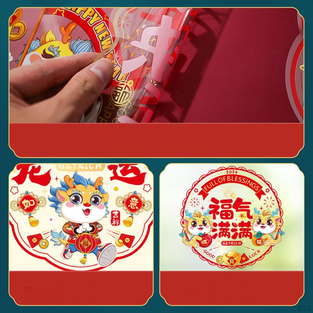 10 Pieces Chinese Year Window Stickers Spring Festival Decor Dragon Decoration