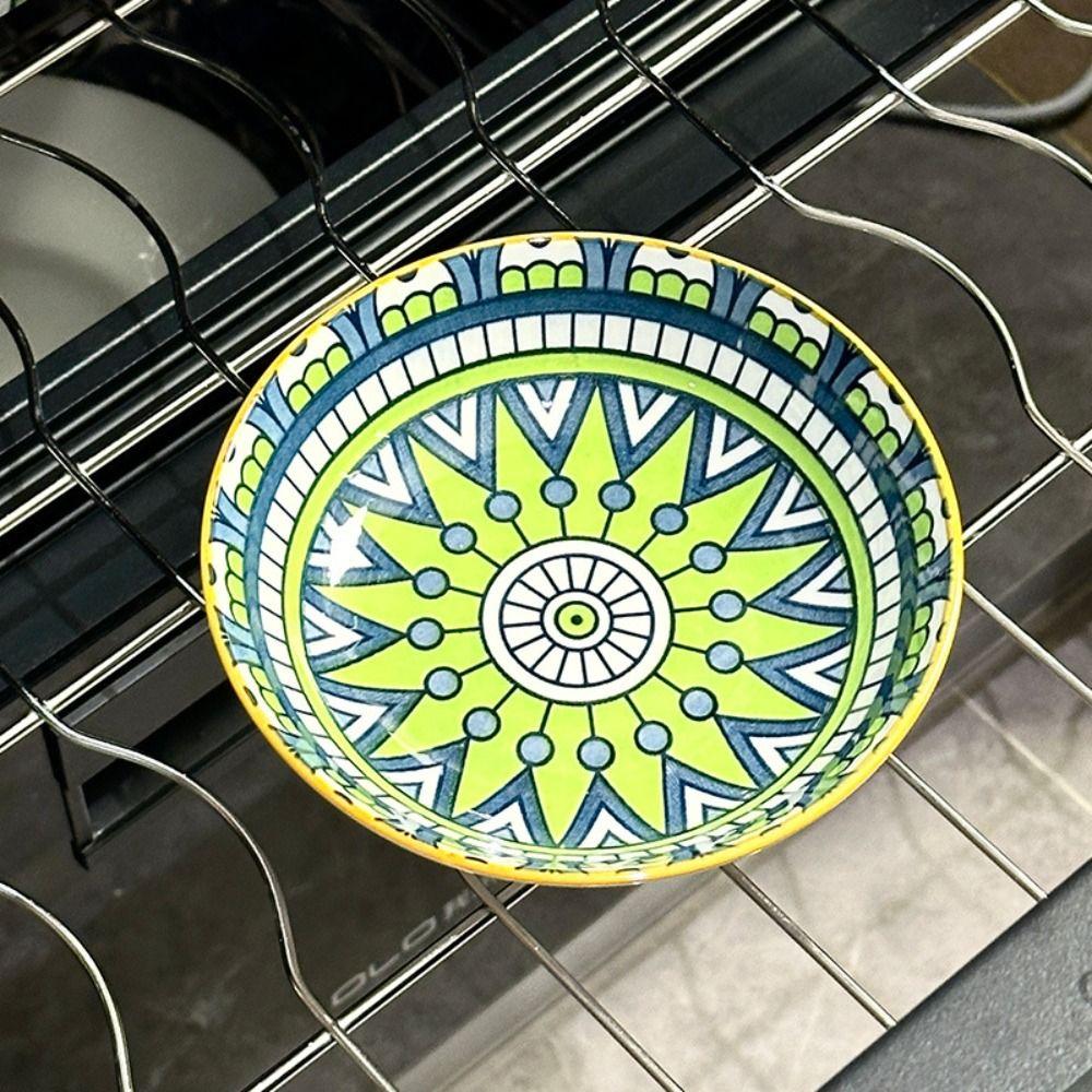 6 Piece Vintage Bohemian Style Ceramic Plates Set 5 in Appetizer Plates Dishwasher-safe