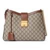 Gucci Padlock Lock Closure Chain Strap Canvas And Leather Trimmed Tote Shoulder Bag Women handbags Beige Ebony 795113-KHNKG-8534