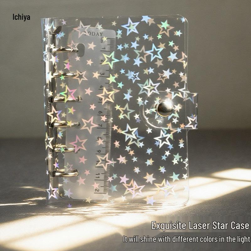 Iridescent Star Diary: PVC Loose-Leaf Notebook with Colorful Inner Pages