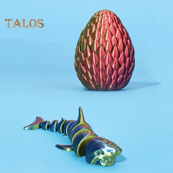 1 Zestaw Figurka Rekina Drukowana 3D Ruchome Stawy Rekin Zabawka Fidget Jajo Rekina z Artykułowanym Rekinem w Środku Dekoracja na Biurko Ornament