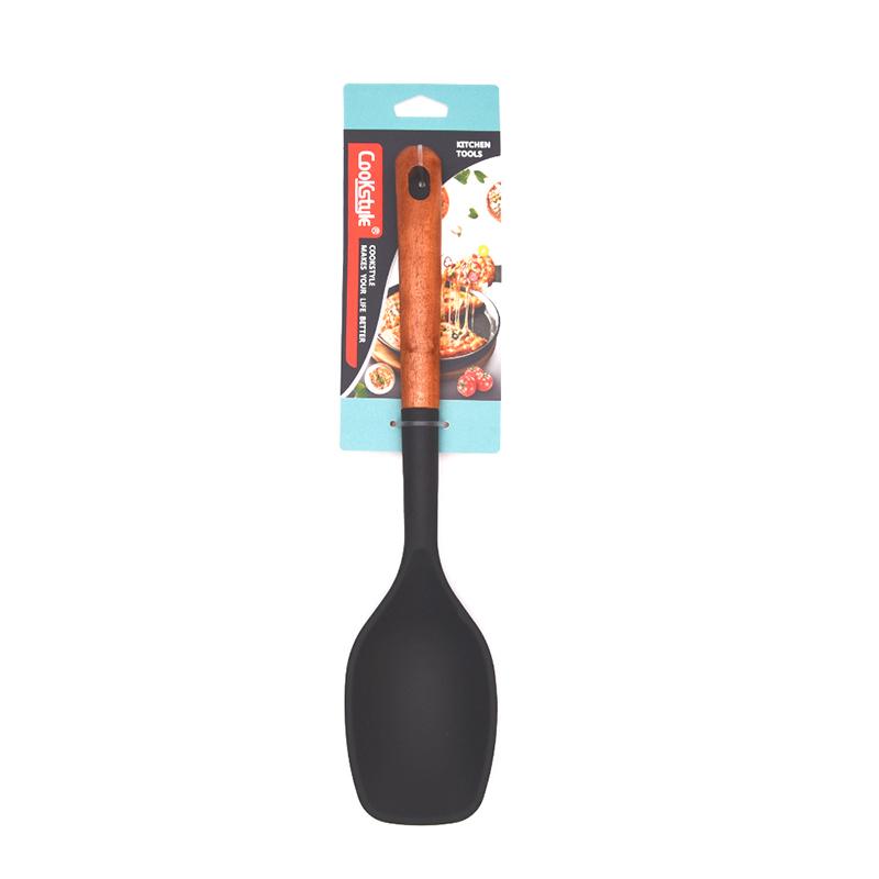 Multi-Color Silicone Wooden Handle Kitchenware Set Non Stick Pot Spatula And Spoon Cooking Utensils, Heat-Resistant
