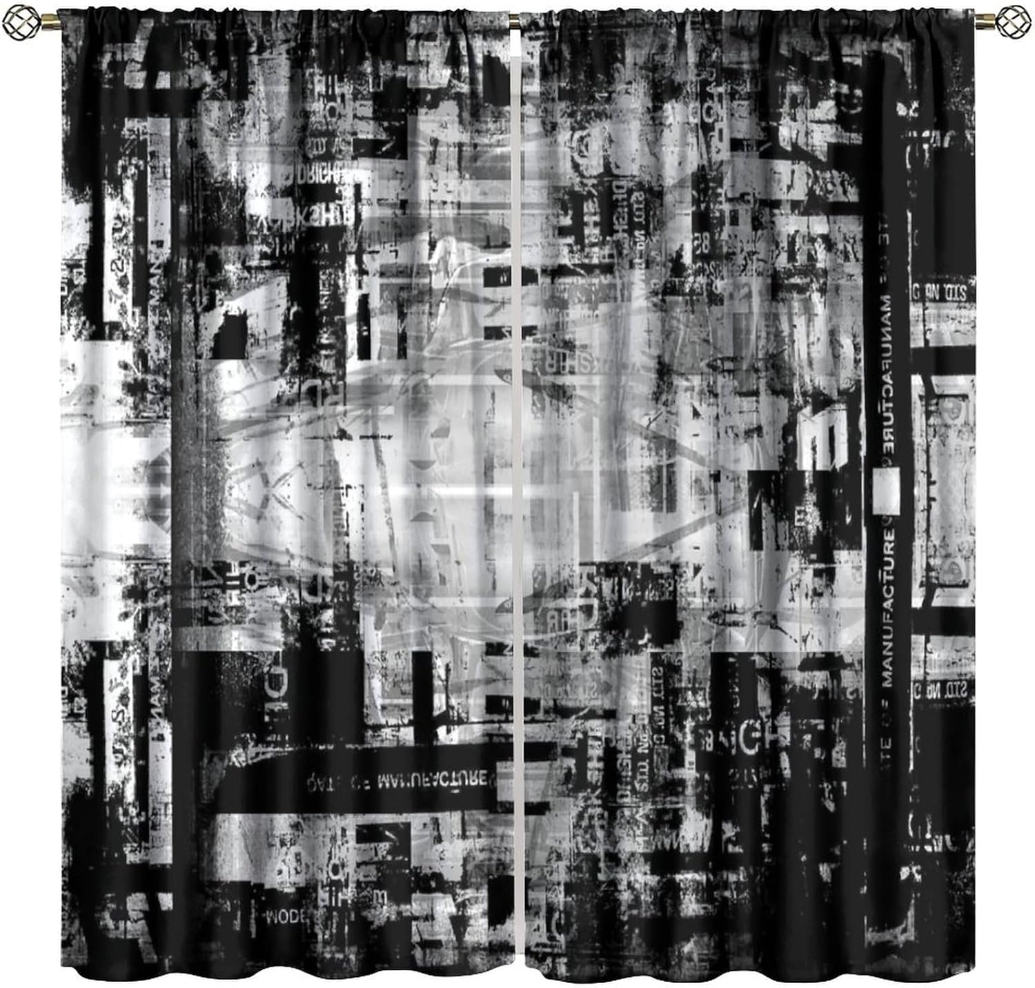 Colorful Graffiti Curtains Music Headphones DJ