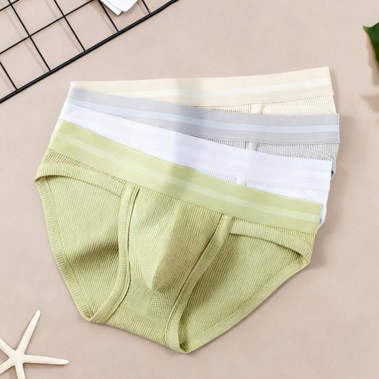 Men Briefs Mid-rise Elastic Waistband Solid Color U-Convex Panties High Elasticity Soft Breathable Slim Fit Underwear