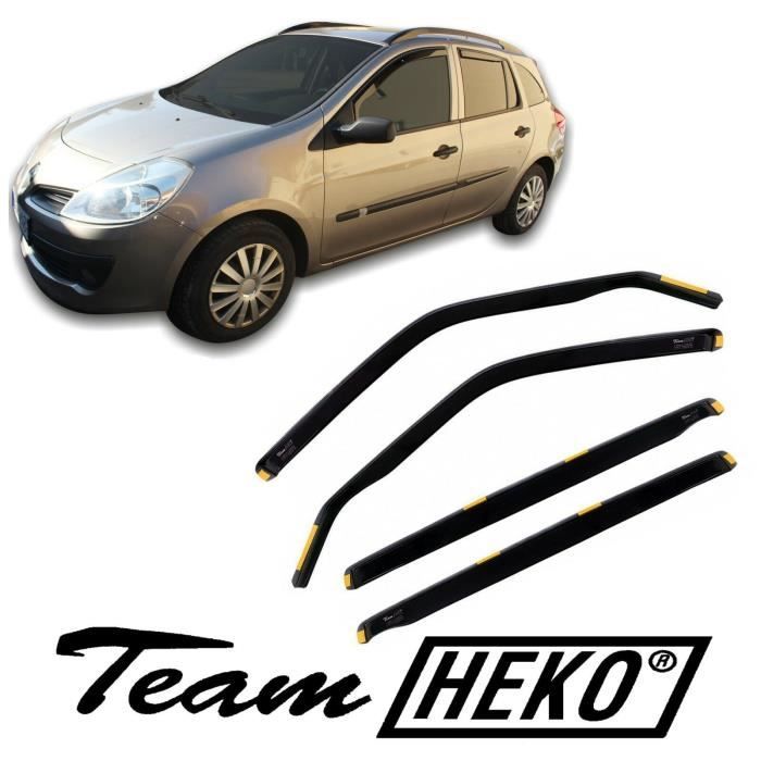 Déflecteurs D'air - J&J AUTOMOTIVE - Renault Clio 3 - Fumé - Acrylique Renforcé - Installation Facile