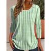 Easter Women's T shirt Crew Neck Long Sleeve Tunic Graphic Striped Plants Vintage Stylish Classic  Round Neck Regular Tops