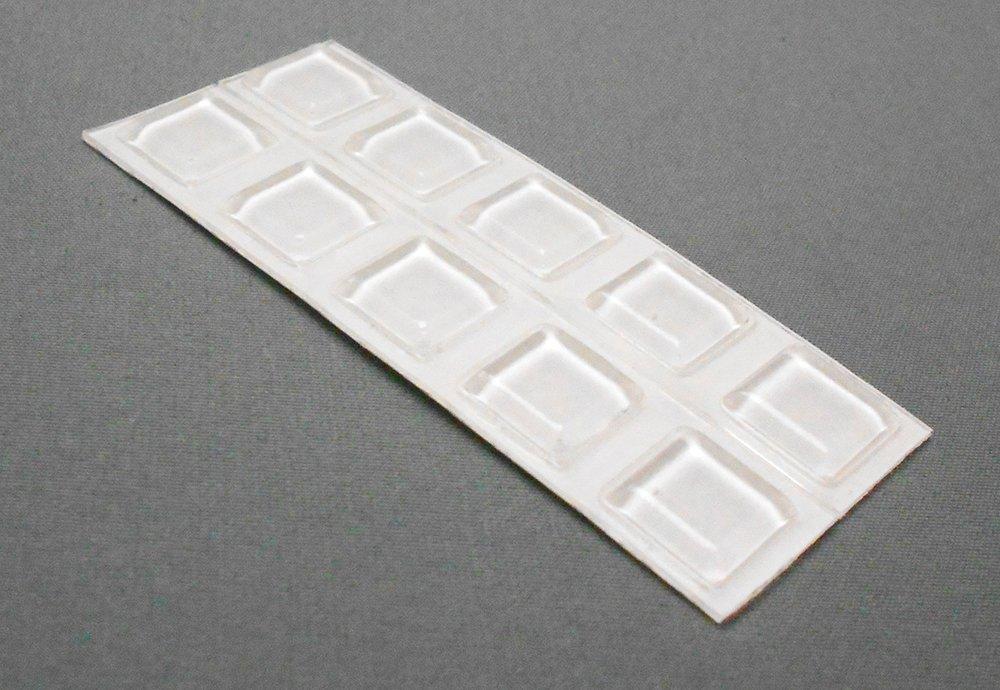 Wake Sangyo Adhesive Soft Cushion, Transparent, Square, 10.1mm, Impact Resistant, Clear Urethane, CN-012, Pack of 10