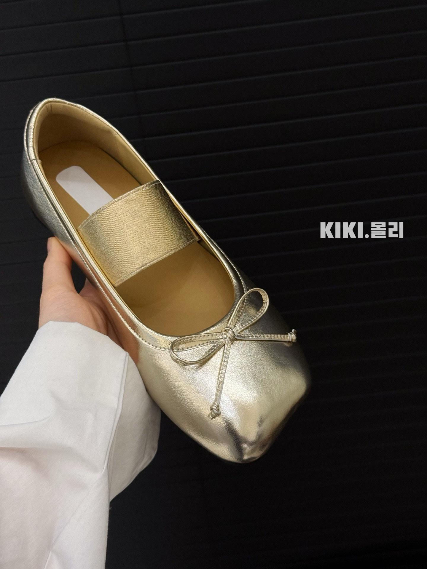 

Простой и универсальный бант с одинарными туфлями Мэри Джейн, женские новые кожаные универсальные балетки из мягкой кожи 40 золотой