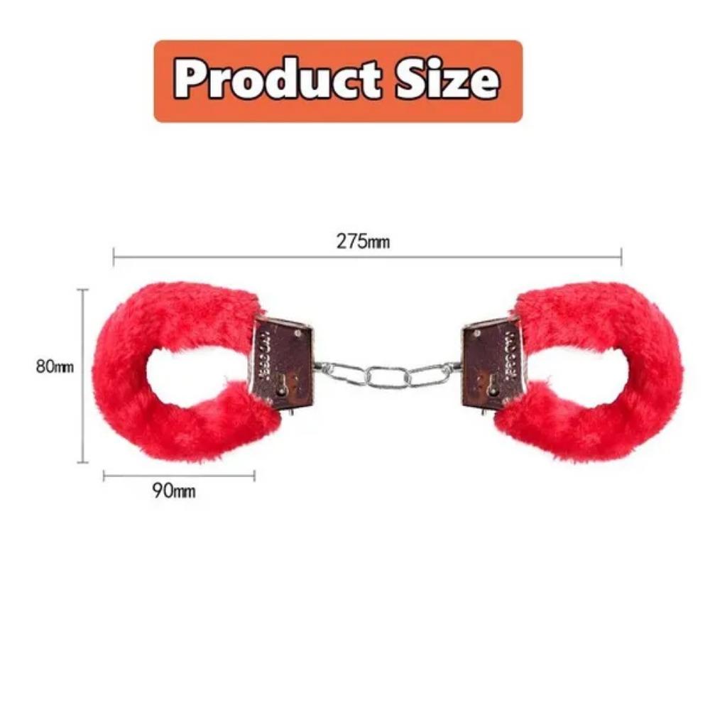 1 Set Adult Product Solid Color Plush Handcuffs Couple Game Fun Toy Handcuffs Accessories