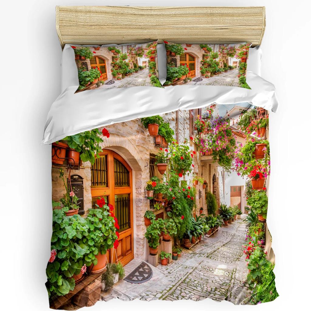 Island White Building Blue Sea Santorini Greece Bedding Set 3pcs Duvet Cover Pillowcase Quilt Cover Double Bed Set Home Textile