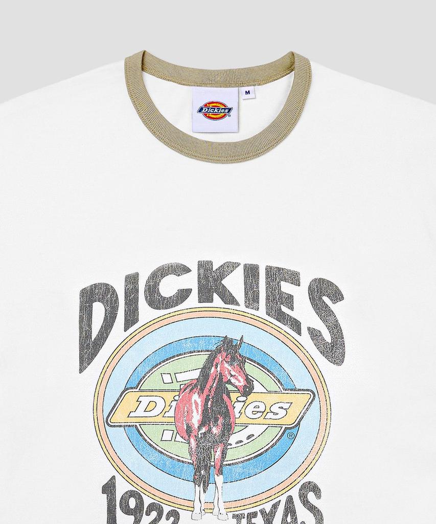 Dickies T-shirt Texas Horse Ringer Beige Blanc/Beige Sable