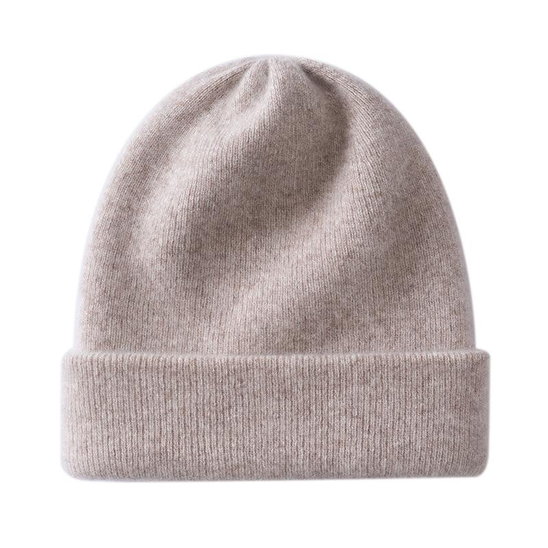 New thickened cashmere cap men's and women's autumn and winter warm head hat pure cashmere big head dome knitted hat