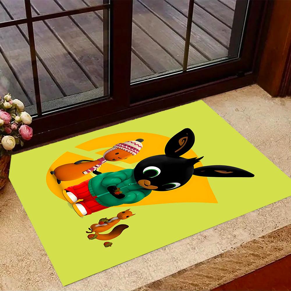 Bing Bunny Colorful Adventure Themed Anti-Slip Rugs - Polyester Home Decor, Suitable for Bedrooms, Living Rooms, Doorways, Studios, and Decorations