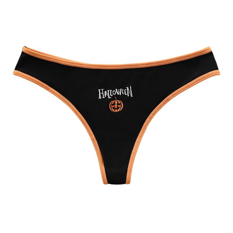 Halloween pumpkin thong Halloween goth dark ribbed cotton crotch sexy panties S