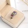 Classic Geometric  Silver Color Stackable Round Multicolor AAA Zircon Rainbow Rings for Women Best Lover Gift