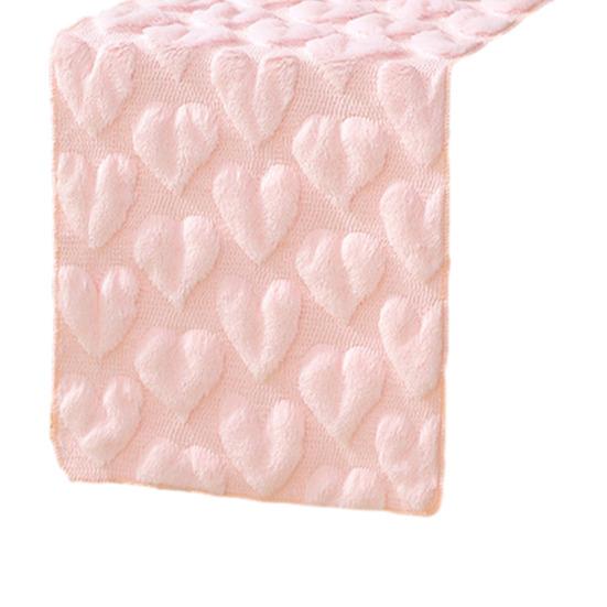 Valentine's Day Table Runner Plush Love Heart Table Runner Fuzzy Heart Romantic Table Runner for Home Dining Table Anniversary Wedding Party