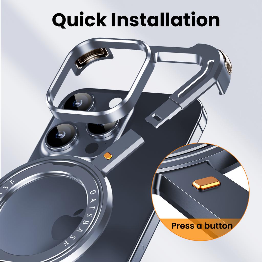 Oatsbasf Z-Form Metall Magsafe Handyhülle für iPhone 12 Pro/Pro Max Handy Schutzhülle Magnetischer Kabelloser Lade Stoßfänger