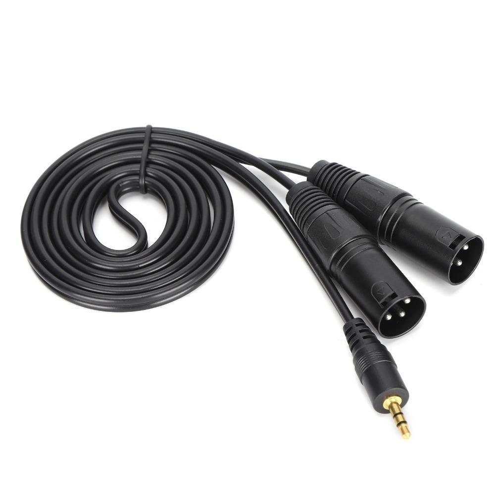 Plug and Play Microphone Cable 1/8 Inch to 3-Core Double XLR Audio Adapter Cable  Studio Use