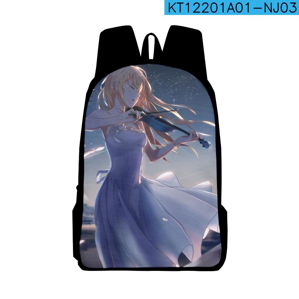 Classic Popular Your lie in April Notebook Backpacks pupil School Bags 3D Print Oxford Waterproof Boys/Girls Laptop Backpacks
