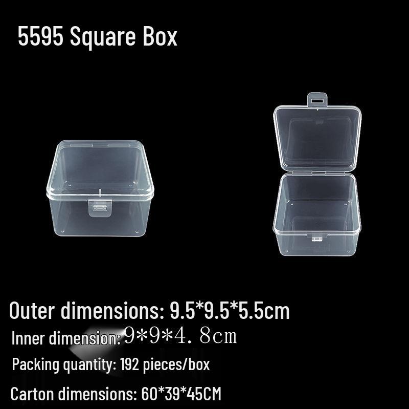 Square Transparent PP Plastic Storage Box for Electronics and Earbuds
