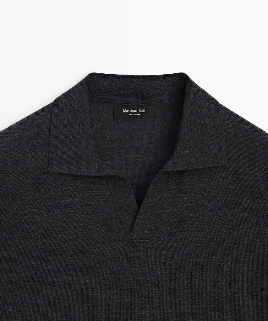 Masimodutti Wool Blend Short Sleeve Knit Polo Shirt