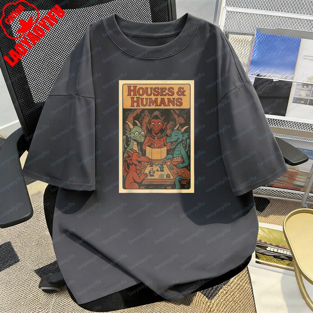 Fantasy Dragon T Shirt for Unisex Houses HuUnisexs Board Game Print Tops Tabletop RPG Enthusiast Casual Style Cotton Tee Camisetas