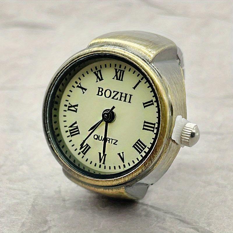 Retro Versatile Roman Digital Ring Watch Does Not Fade, Can See Time Trend Finger Style Mini Antique Nostalgia gray