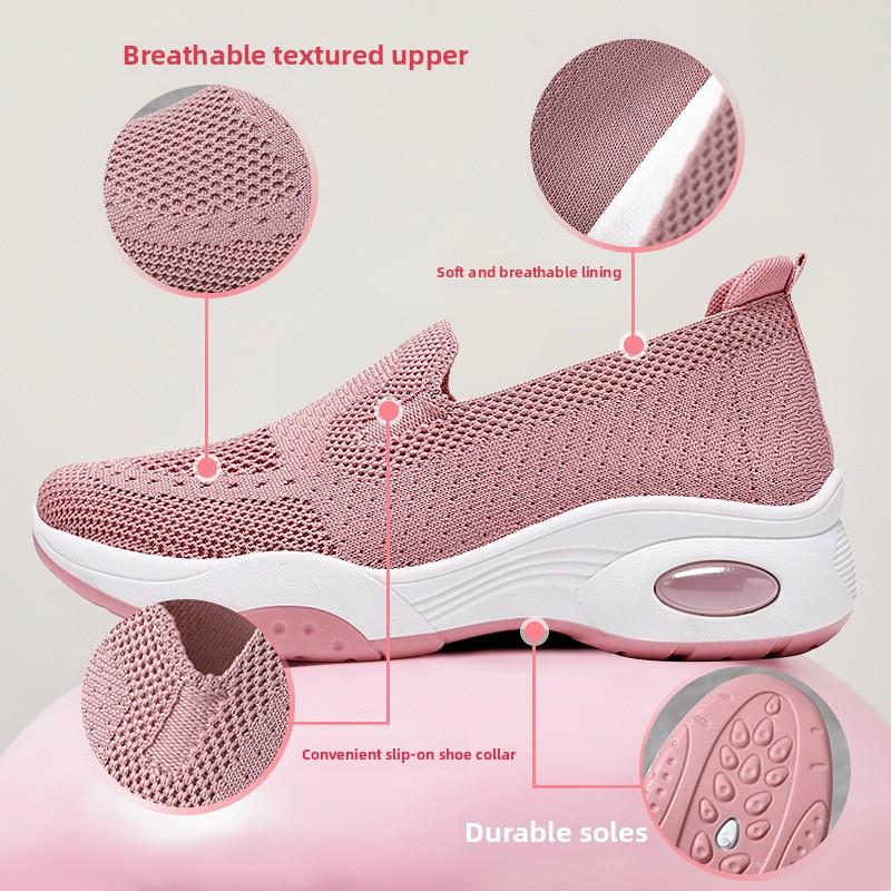 Women's Summer New Thick Soled Woven Fabric Shoes, Casual One Foot Sponge Shoes