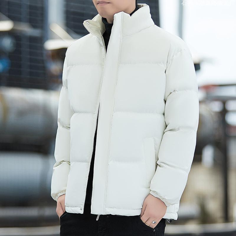 Down Jacket Men's Winter Couple Thickened Stand-up Collar Bread Jacket Ins Solid Color Versatile Warm Cotton Jacket