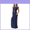 Robe Longue Bohème Élégante pour Femme à Manches Courtes Unie pour Soirée Grande Taille Delight