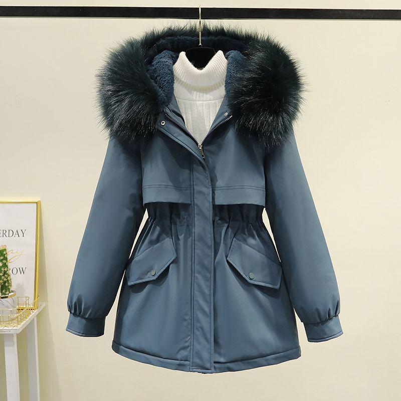 Korean Style Winter Parka: Women's Loose, Thickened Cotton Coat with Stylish Velvet Accents