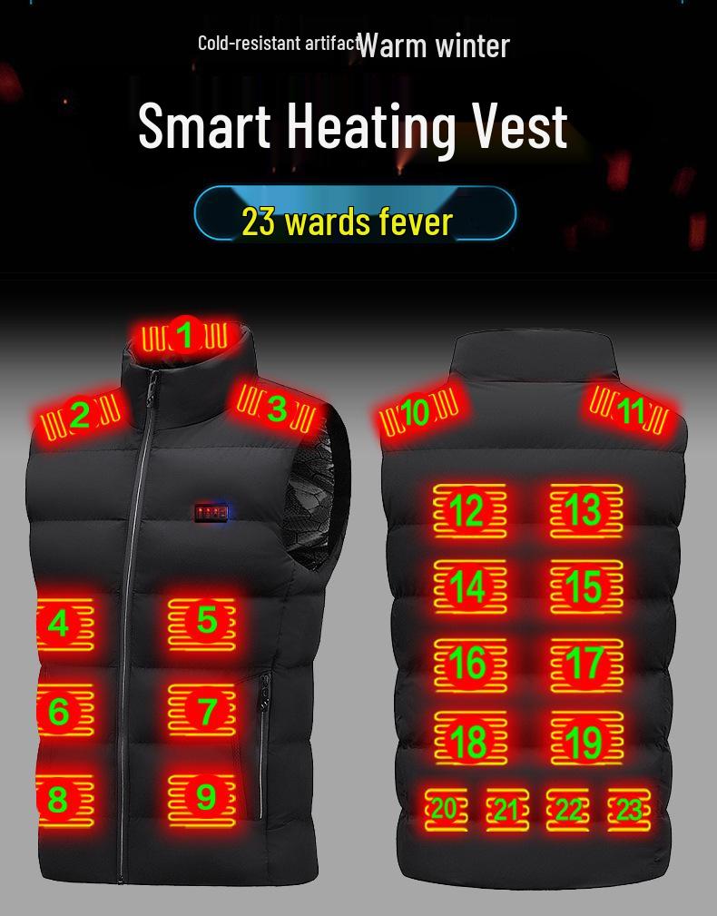 23 Districts Unisex USB Electric Heated Vest for Skiing & Fishing