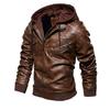 Europe and The United States Single Autumn and Winter Men's Leather Jacket Men PU Leather Hooded Leather Coat Two-piece Set