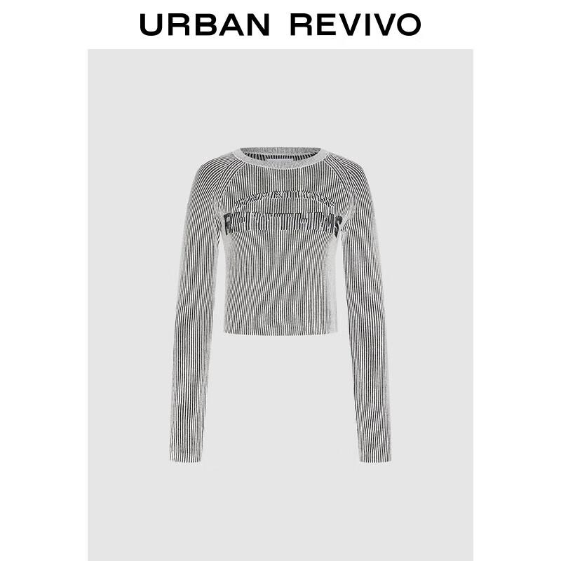 

UR Women s 2025 Spring Casual Striped Letter Knit Top XS