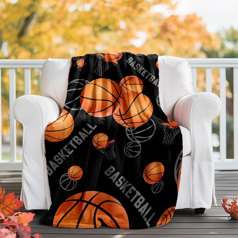 Basketball Theme Printed Blanket - Perfect for Couch, Bed, Travel & Outdoor Use | Machine Washable, Cozy & Durable.