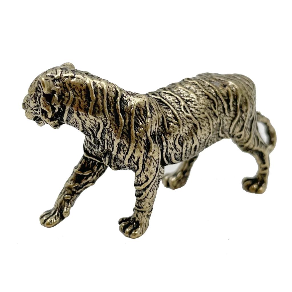 Copper Figure Tea Pet Tiger Ornaments Pure Copper Animal Tiger Models Keychains Pendants Charms Desk Decorations