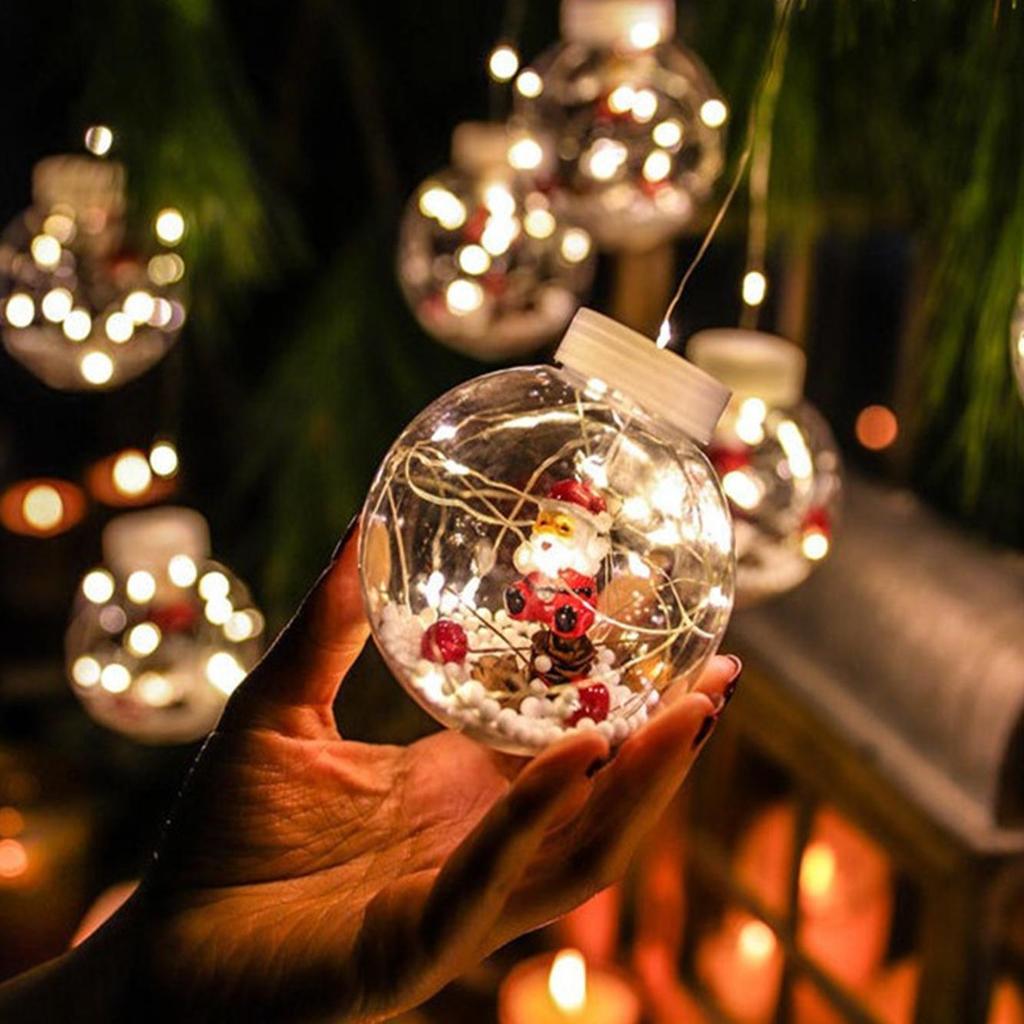 Christmas Transparent Wish Ball Curtain Lights, LED Snowman Decorative String Lights, Holiday Atmosphere Lighting