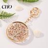 Colorful Keychain Pendant Rhinestones Inlaid Tree of Life Design Decorative Enamel Craftsmanship Key Chain with Anti-Oxidation Lobster Clasp Backpacks