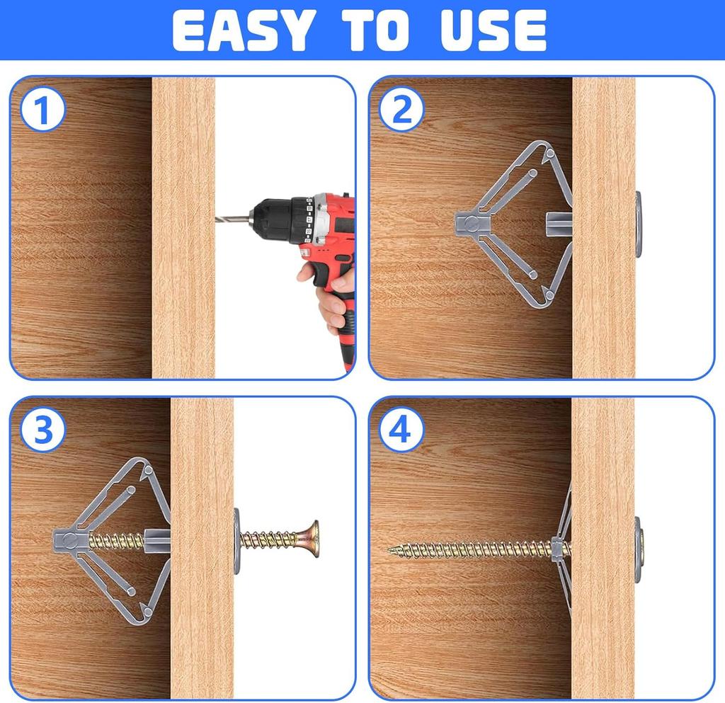 Plasterboard Dowels with Fixings Screws Self-Drilling Expansion Screw Tube Drywall Anchor Bolts Fastener Kits Hardware Tools