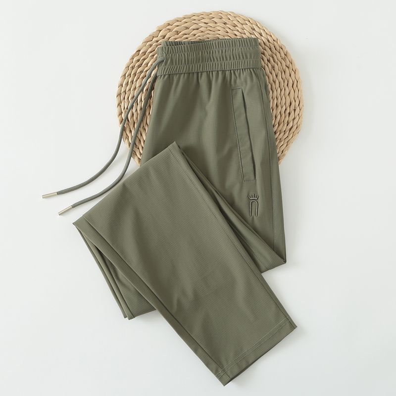 

Summer Cool Breathable Thin Women s Plus Size Ice Silk Leggings Mustard Green 2XL code pants